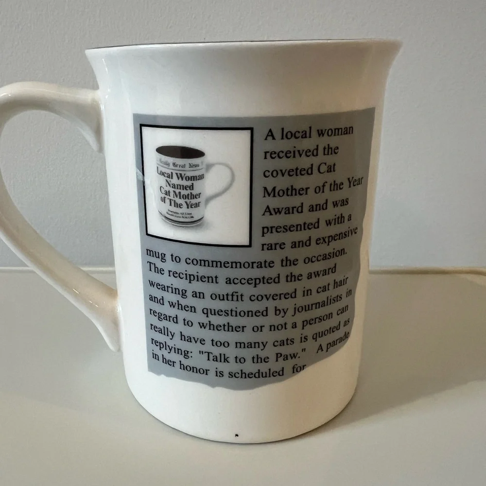 Coffee Mug Cat Mother of The Year Lorrie Veasey Really Great News 16oz Ceramic
